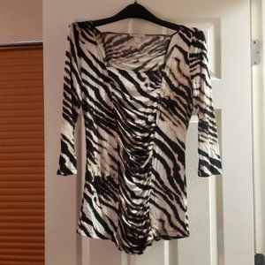 Boston Proper Animal Print Ruched Blouse